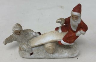 Vintage Snowbaby & Santa On Seesaw Snowed Made In Germany Rare