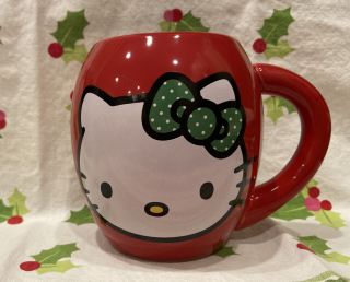 Hello Kitty Sanrio Red Christmas Coffee Cup Mug Gingerbread Man 2014
