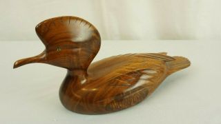 Signed Jack Berg 1967 Wood Carved Hooded Merganser Duck Decoy Carving Vintage