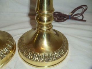 Vintage Pair STIFFEL Brass Trophy Urn Torch Flame Table Lamps Hollywood Regency 2