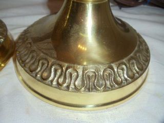 Vintage Pair STIFFEL Brass Trophy Urn Torch Flame Table Lamps Hollywood Regency 3