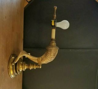 Vintage Rare Chapman Wall Mount Lighting Ram Horn Brass Table Desk Lamp