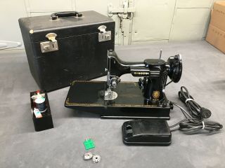 Vintage 1954 Singer Featherweight 221 - 1 Portable Electric Sewing Machine In Case
