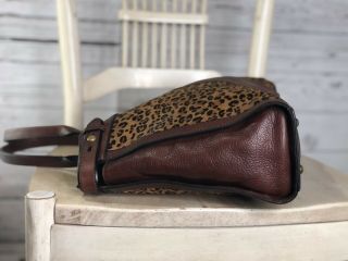 FOSSIL Vintage Reissue Weekender Leopard Cheetah Brown Leather Shoulder Handbag 4