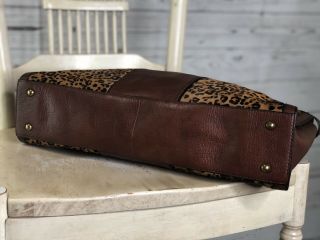 FOSSIL Vintage Reissue Weekender Leopard Cheetah Brown Leather Shoulder Handbag 6