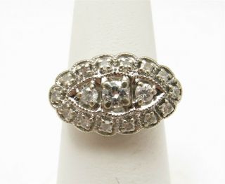 Vintage 14k Two - Tone Gold 1/2ctw Diamond Oval Cluster Ring Size 5.  5