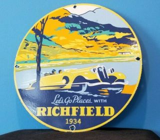 Vintage Richfield Gasoline Porcelain Gas Oil Service Station California Sign