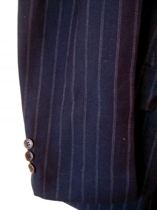 VINTAGE 1940s MENS DOUBLE BREASTED WOOL BLUE PINSTRIPE SUIT 4