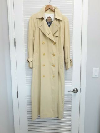 Vintage Burberry Double Breasted Long Trench Rain Coat Women 