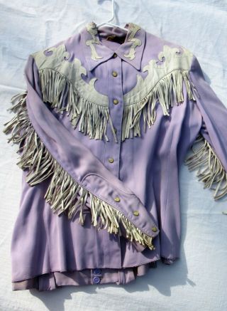 Lavender Suit White Suede Trim And Fringe Ranch - Maid Westernwear Denver Small