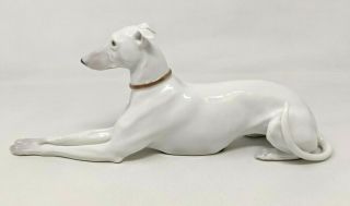 Vtg Bing & Grondahl B&g White Laying Greyhound Dog 2079 Porcelain Figurine Cd21