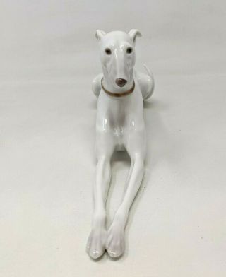 VTG Bing & Grondahl B&G White Laying Greyhound Dog 2079 Porcelain Figurine CD21 4