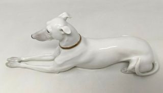 VTG Bing & Grondahl B&G White Laying Greyhound Dog 2079 Porcelain Figurine CD21 5