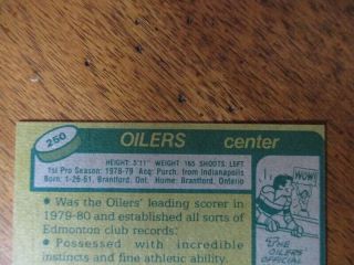 Vintage 1980 Topps 250 Wayne Gretzky Edmonton Oilers Unscatched in EX/MT cond. 5