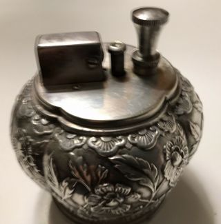 Vintage 1939 Rare Ronson Dynastic Touch - Tip Silver Plate Table Lighter