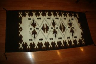 Large Vintage Native American Textile Hand Loomed Navajo Rug 62 " X 29 1/2 "