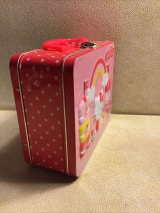 Hello Kitty Pink Mini Tin Lunch Box Sanrio Cake House & Rainbow 2013 2