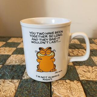 Vintage Garfield Cat Coffee Mug Tea Cup,  1978 Happy Anniversary Gift Jim Davis