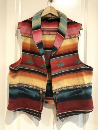 Vintage Ralph Lauren Native Blanket Southwestern Vest Sz Xl