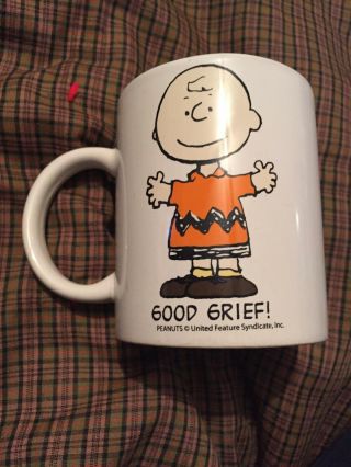 Vintage Peanuts Charlie Brown Good Grief Ceramic Mug Coffee Cup