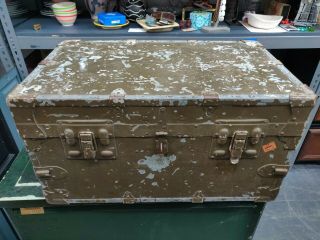 Vintage Wwii Us Military Foot Locker Trunk Medical Chest