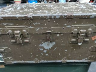 Vintage WWII US Military foot locker trunk Medical Chest 6