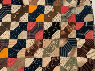 Antique Vintage Cotton Fabrics Late 1800s Bow Tie Quilt Great Fabrics 5