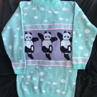 Rare Vintage Pastel Panda Sweater By Adele Kawaii Fairy Kei Heartworks 80s