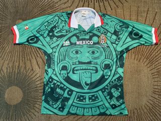 Vintage Aba Sport Mexico Football Futbol Soccer Jersey Aztec World Cup 98 Mens L