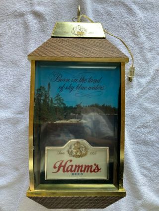 Vintage Hamm’s Beer Lighted Motion Revolving Hanging Beer Sign