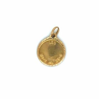 Vintage Leo Zodiac Medallion 18k Yellow Gold Pendant 2