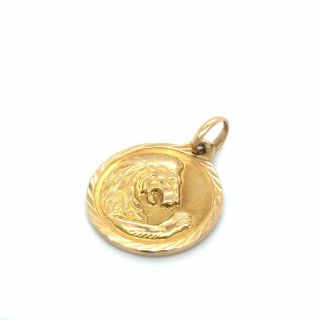 Vintage Leo Zodiac Medallion 18k Yellow Gold Pendant 4