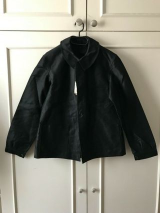 Vintage French Black Moleskine 30s 40s Jacket Old Stock