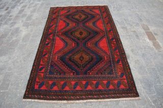 F857 Vintage Handmade Tribal Baluchi Rug / Caucasian Handmade Wool Rug 4 