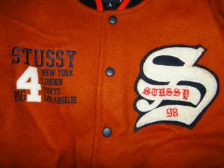 Vintage 1998 STUSSY varsity crew jacket 90s hip hop shirt rap letterman Sz.  L 5