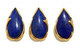 Pair,  1 Vintage Us 14k Yellow Gold Earrings W.  Lapis Lazuli Drop Accent (goh) 6