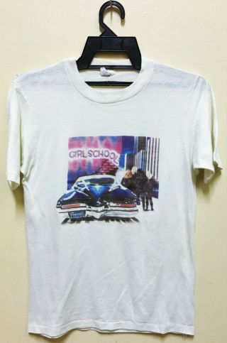Vintage 1981 Girlschool Hit & Run Rock Metal Tour Concert T - Shirt Motorhead