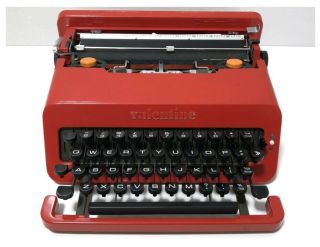 Olivetti Valentine Typewriter With Case Red Rare Vintage Work F/s