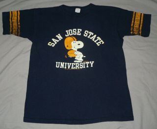 Vtg 70s 80s Peanuts Snoopy San Jose State T - Shirt Xl Champion College Football