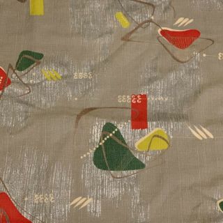 Vtg Mid Century 50 ' s Barkcloth Curtain/Upholstery Fabric Atomic Amoeba 2 Panels 4