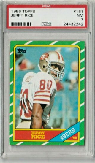 1986 Topps Vintage Football Card Jerry Rice Rookie Psa 7 Near 49ers 161 Rc