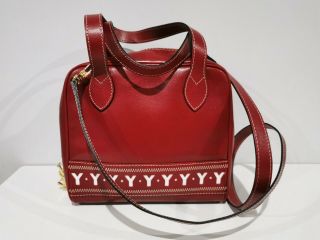 Yves Saint Laurent_ Ysl_ Y - Cut Logo Vintage Red Leather Shoulder Bag Tote