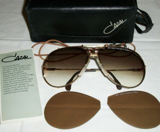 Vintage Cazal 901 Gold Sport Design Sunglasses & Case Extra Lenses D3