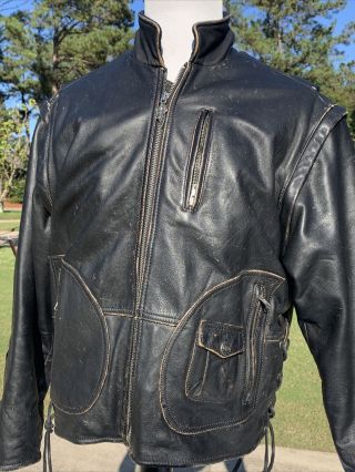 Harley Davidson Mens Vintage 90s PANHEAD Convertible Leather Jacket Vest Large 2