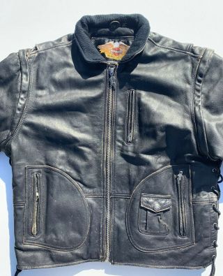 Harley Davidson Mens Vintage 90s PANHEAD Convertible Leather Jacket Vest Large 5