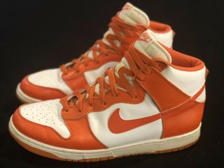 Vintage Nike Dunk High Syracuse 1998/1999 White/orange Blaze Size 11.  5 No Box
