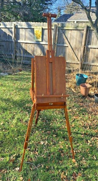 Vintage Mahogany Wood Plein Air Adjustable Travel Easel - Great Gift For Artists