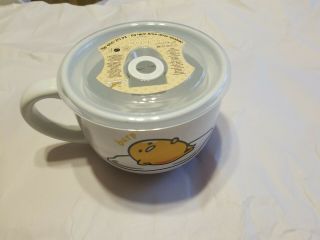 Sanrio Gudetama Mug Cup Coffee Tea Soup Ceramic Bowl With Lid