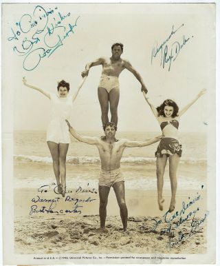Ava Gardner,  Burt Lancaster & " The Killers " Cast,  Rare Autographed Vintage Photo