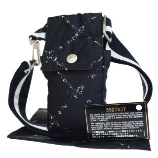 Authentic Chanel Travel Line Mini Bum Bag Belt Canvas Nylon Black Vintage 86e154